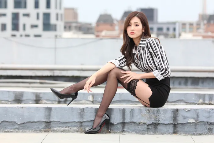 [Mzsock] NO.025 Long-legged beauty model Zhang Xiao sexy black stockings outdoor shot street photography#[93P]-16